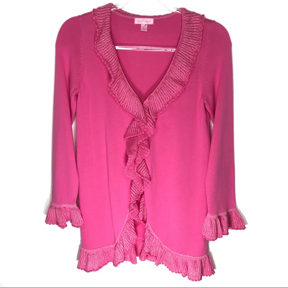 LILLY PULITZER Girls Pink Mini Shere Sweater Coat - Picture 2 of 8